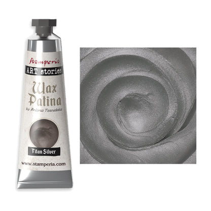 Stamperia Art Stories Wax Patina 40ml Titan Silver