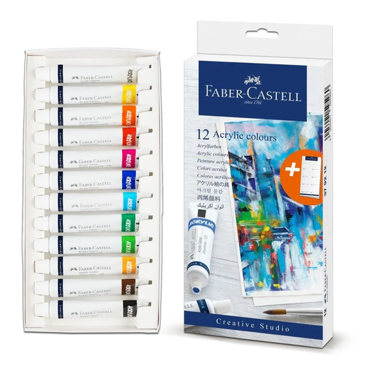 Faber Castell Acrylic Colours (12pcs) + Swatch Card