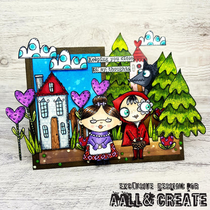 #639 - A7 Clear Stamp Set - Red & Wolf