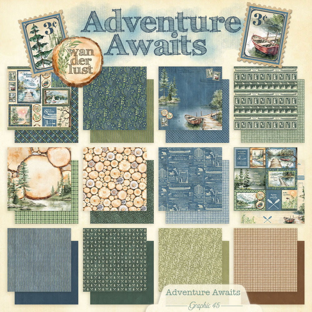 Graphic 45 Adventure Awaits 8x8 Inch Collection Pack