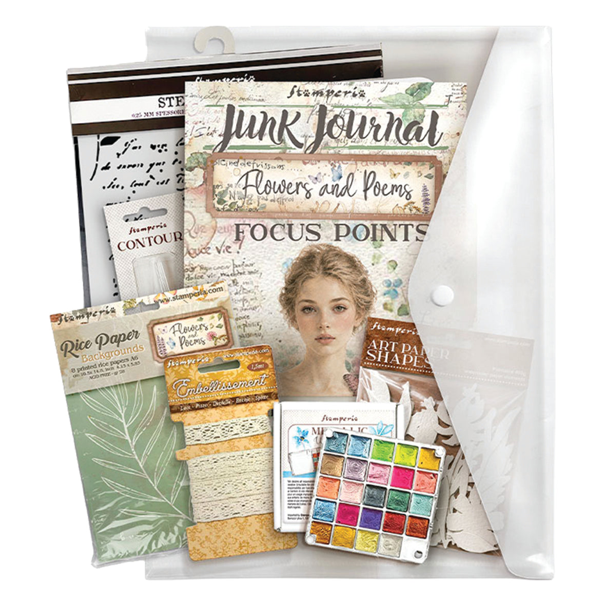 Stamperia Flowers and Poems Art Journaling Selection by Vicky Papaioannou