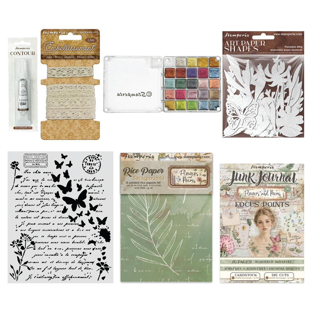 Stamperia Flowers and Poems Art Journaling Selection by Vicky Papaioannou