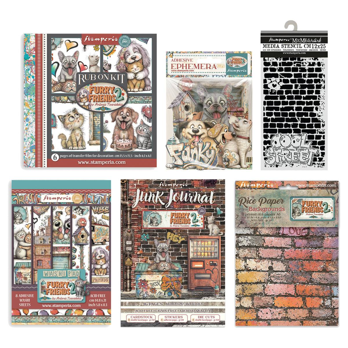 Stamperia Furry Friends 2 Art Journaling Selection Large by Vicky Papaioannou