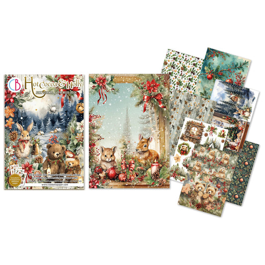 Ciao Bella Hot Cocoa & Holly Bundle - Junk Journal Ephemera Book & A5 Rice Paper