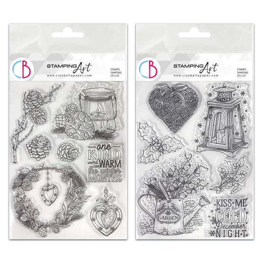 Ciao Bella Winter Season 6x8 Inch Clear Stamp Bundle