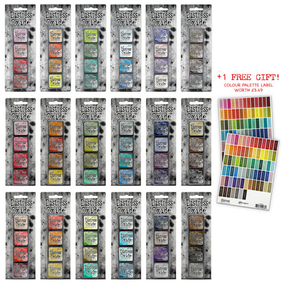 Ranger Tim Holtz Distress® Mini Oxide Ink Pads Kits 1-18 + Free Mini Ink Pad Labels