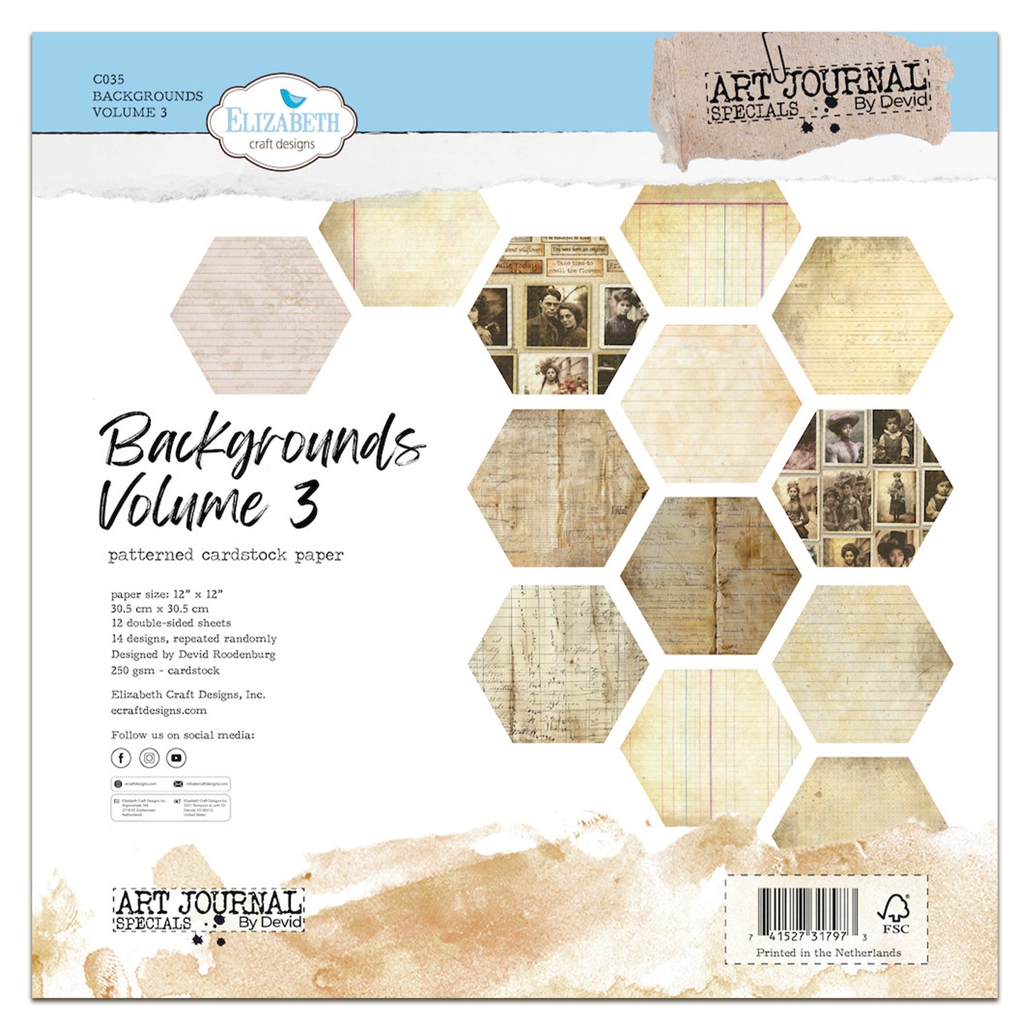 Elizabeth Craft Designs Golden Season - Cardstock Backgrounds Volume 3