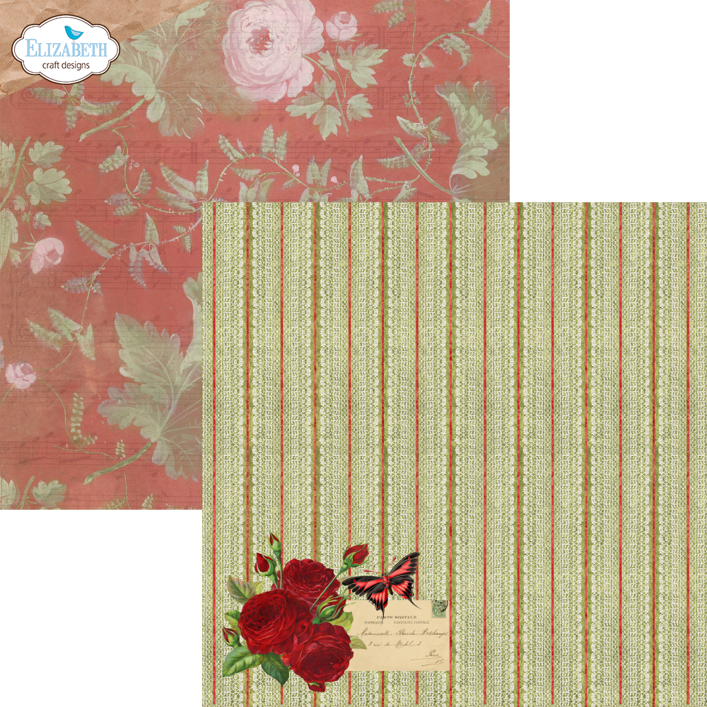Elizabeth Craft Designs Romantic Revival - 12x12 Inch Patterned Cardstock Paper