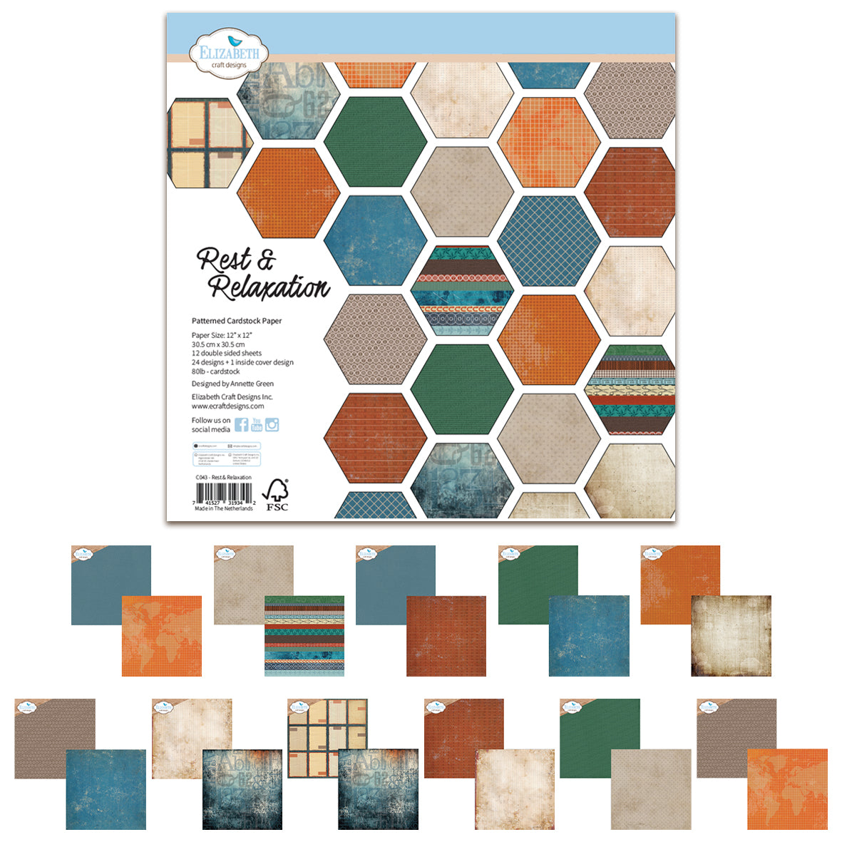 Elizabeth Craft Designs Rest & Relaxation 12x12 Inch Patterned Cardstock Paper by Everyday Memories