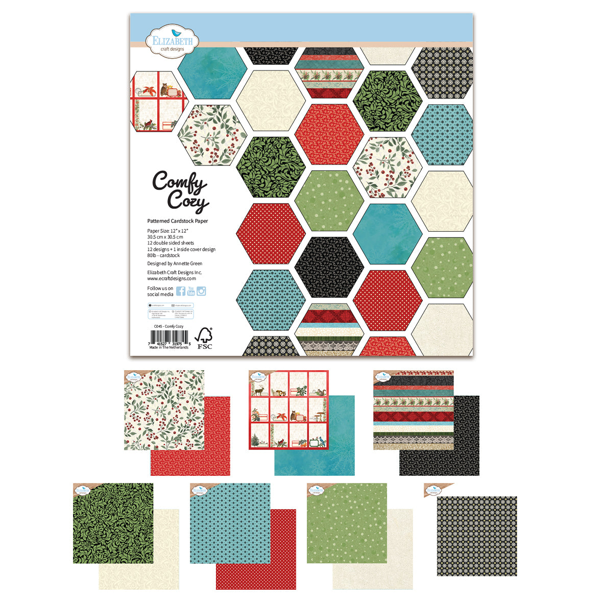 Elizabeth Craft Designs Cozy Comfort 12x12 Inch Patterned Cardstock by Everyday Memories