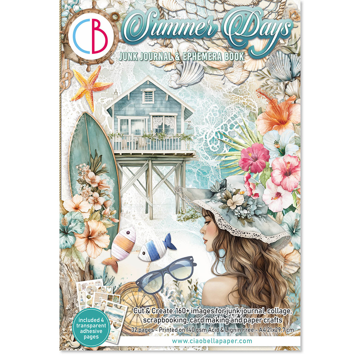 Ciao Bella Summer Days A4 Junk Journal Ephemera Book (32pcs)