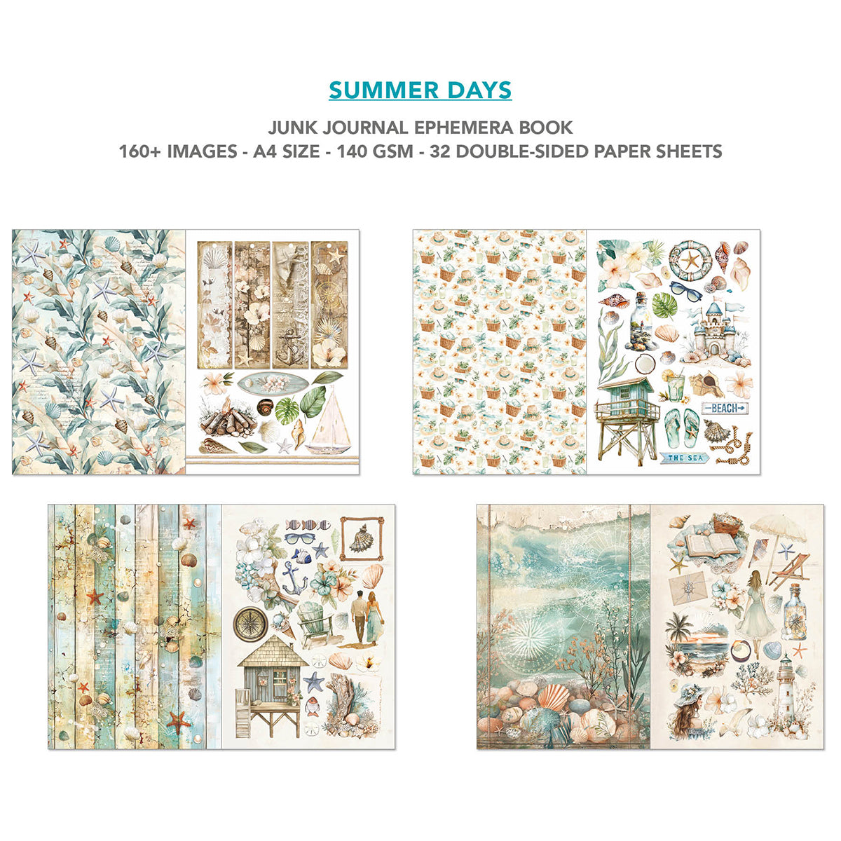 Ciao Bella Summer Days A4 Junk Journal Ephemera Book (32pcs)