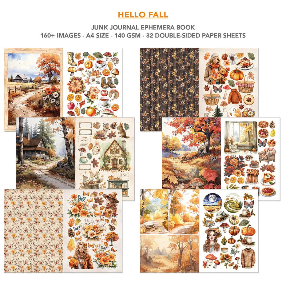 Ciao Bella Hello Fall A4 Junk Journal Ephemera Book (32pcs)