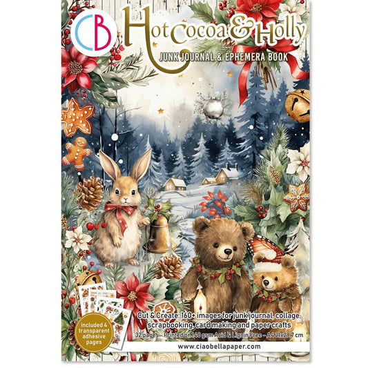 Ciao Bella Hot Cocoa & Holly A4 Junk Journal Ephemera Book (32pcs)