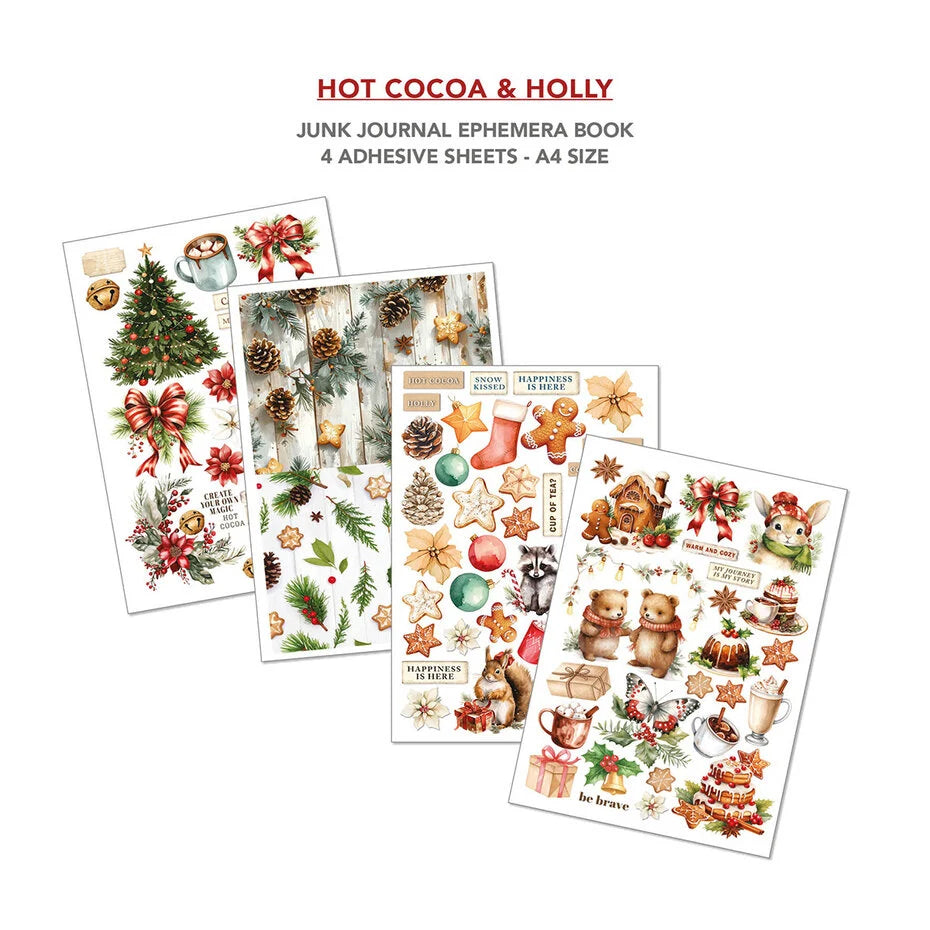 Ciao Bella Hot Cocoa & Holly A4 Junk Journal Ephemera Book (32pcs)