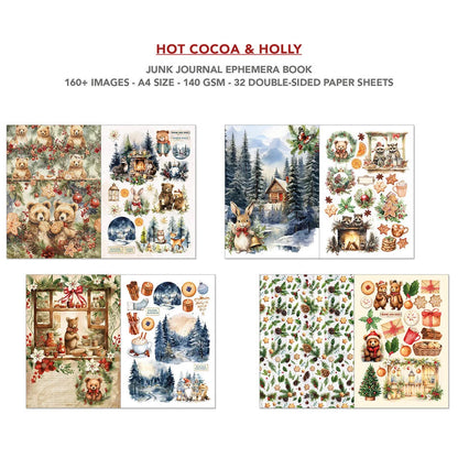 Ciao Bella Hot Cocoa & Holly A4 Junk Journal Ephemera Book (32pcs)