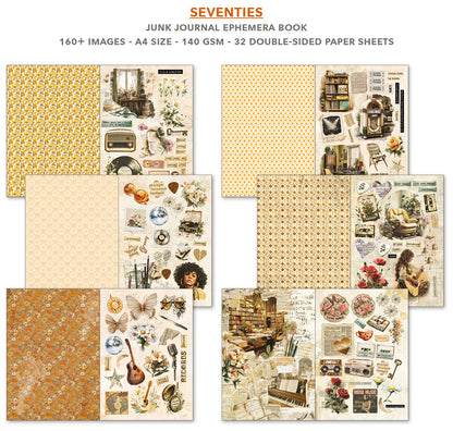Ciao Bella Seventies A4 Junk Journal Ephemera Book (32pcs)