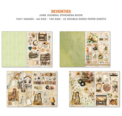 Ciao Bella Seventies A4 Junk Journal Ephemera Book (32pcs)