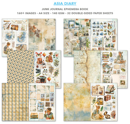 Ciao Bella Asia Diary A4 Junk Journal Ephemera Book (32pcs)