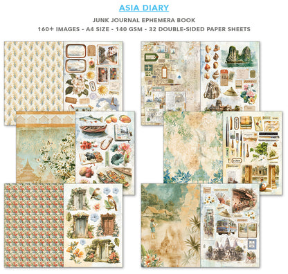 Ciao Bella Asia Diary A4 Junk Journal Ephemera Book (32pcs)