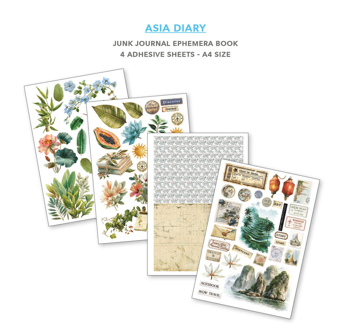 Ciao Bella Asia Diary A4 Junk Journal Ephemera Book (32pcs)