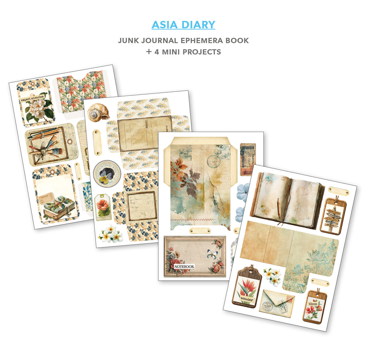 Ciao Bella Asia Diary A4 Junk Journal Ephemera Book (32pcs)