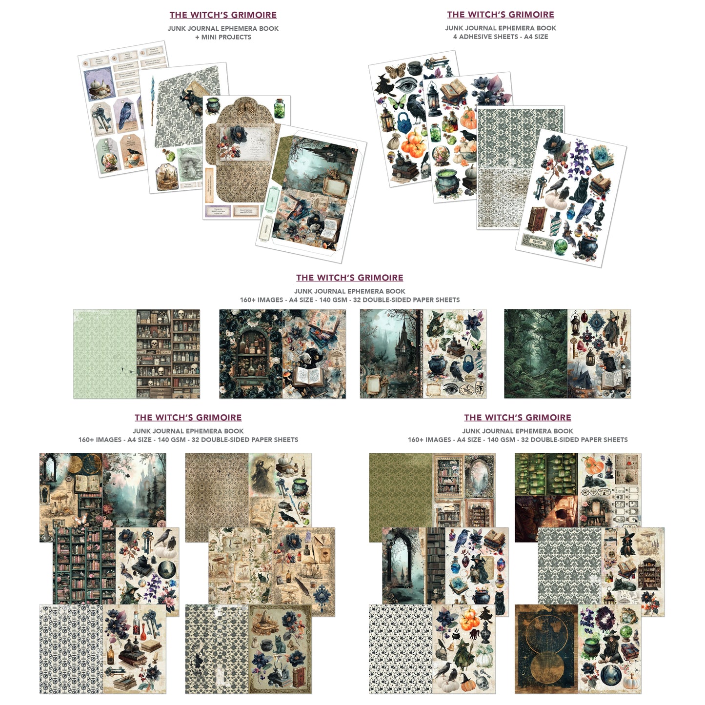 Ciao Bella The Witch's Grimoire A4 Junk Journal Ephemera Book (32pcs)