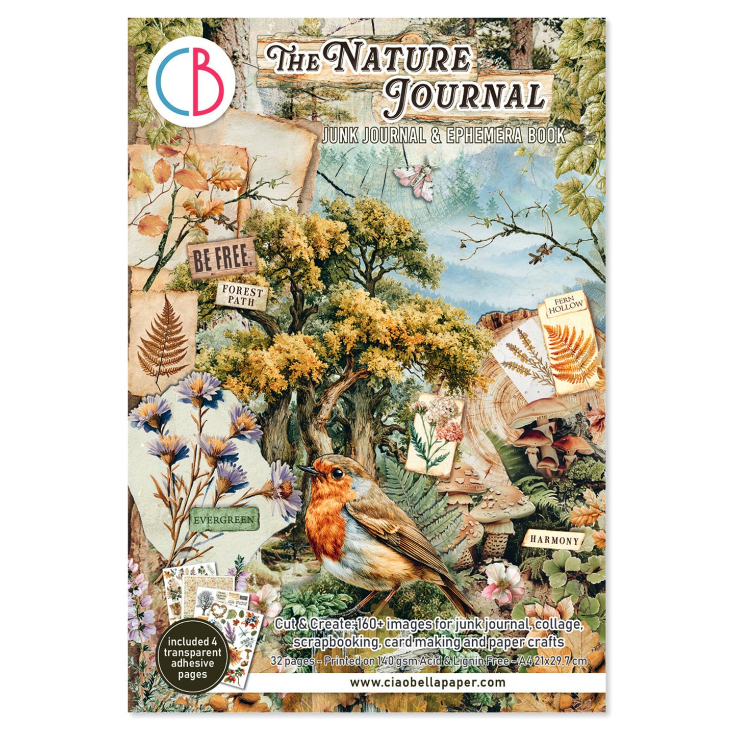 Ciao Bella The Nature Journal A4 Junk Journal Ephemera Book (32pcs)