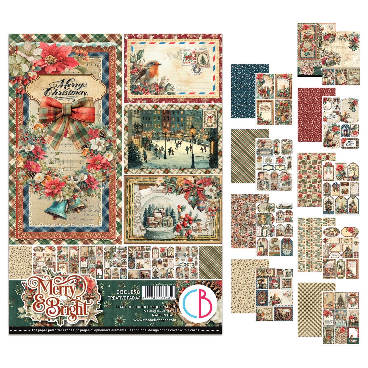 Ciao Bell Merry & Bright A4 Creative Pad (9pcs)