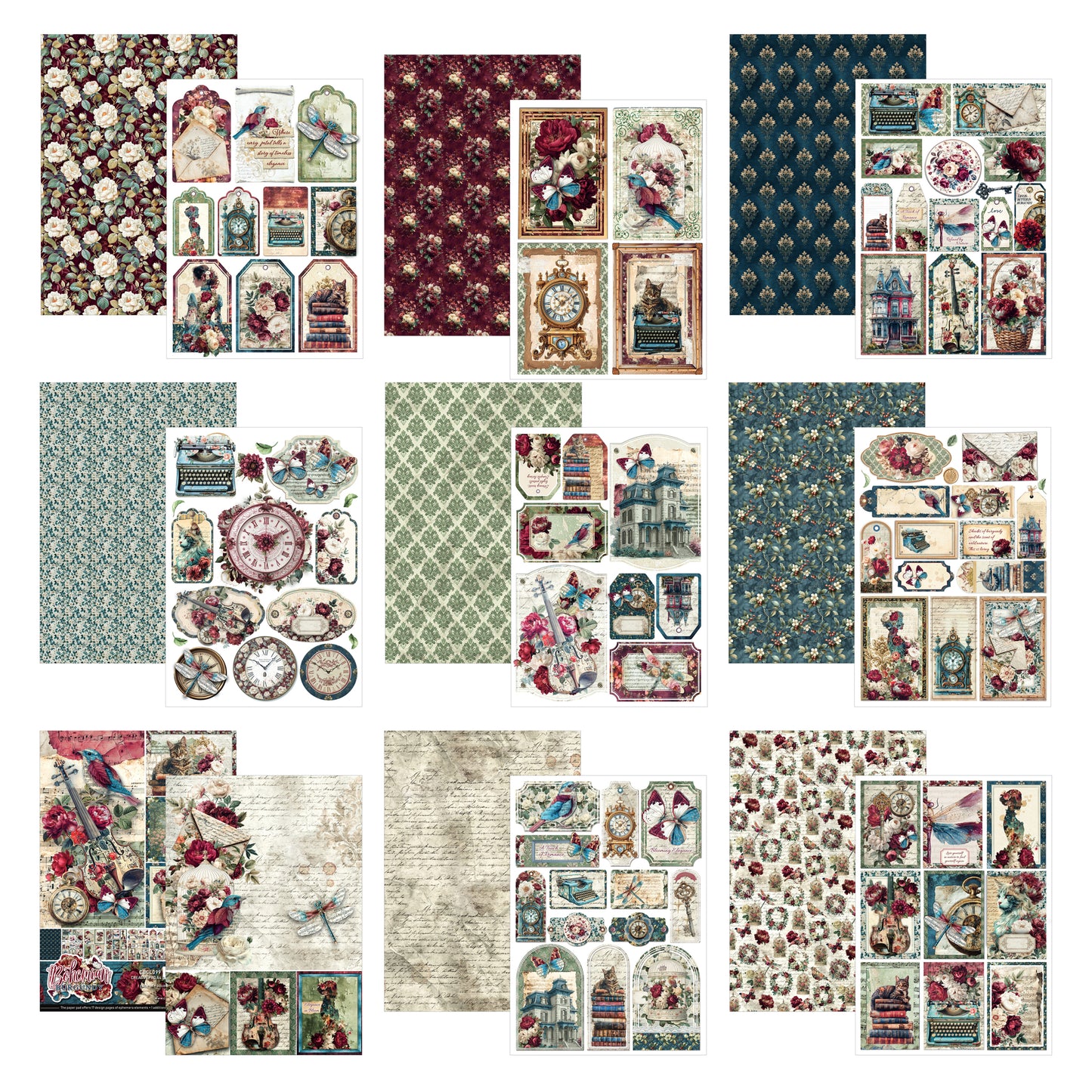 Ciao Bella Bohemian Burgundy A4 Creative Pad (9pcs)