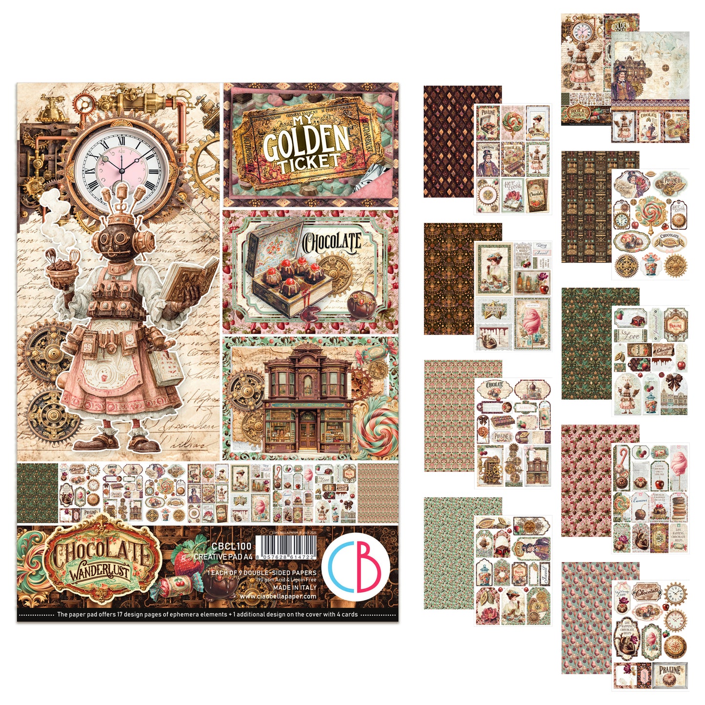 Ciao Bella The Chocolate Factory A4 Creative Pad (9pcs)