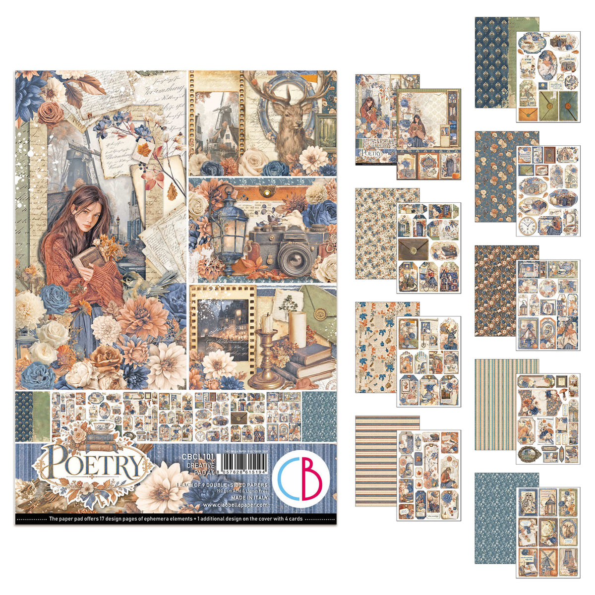 Ciao Bella Poetry A4 Creative Pad (9pcs)