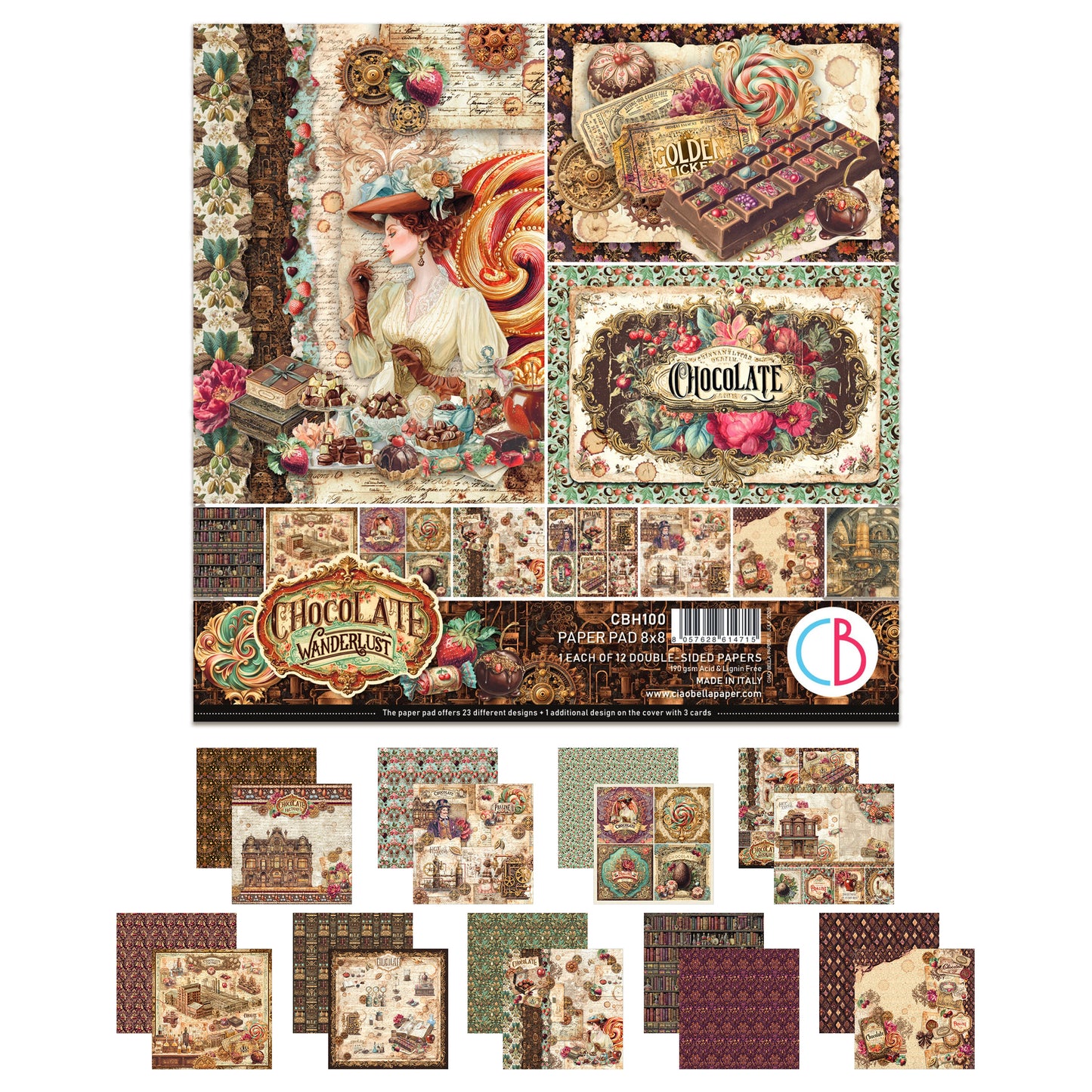 Ciao Bell The Chocolate Factory 8x8 Inch Paper Pad (12pcs)