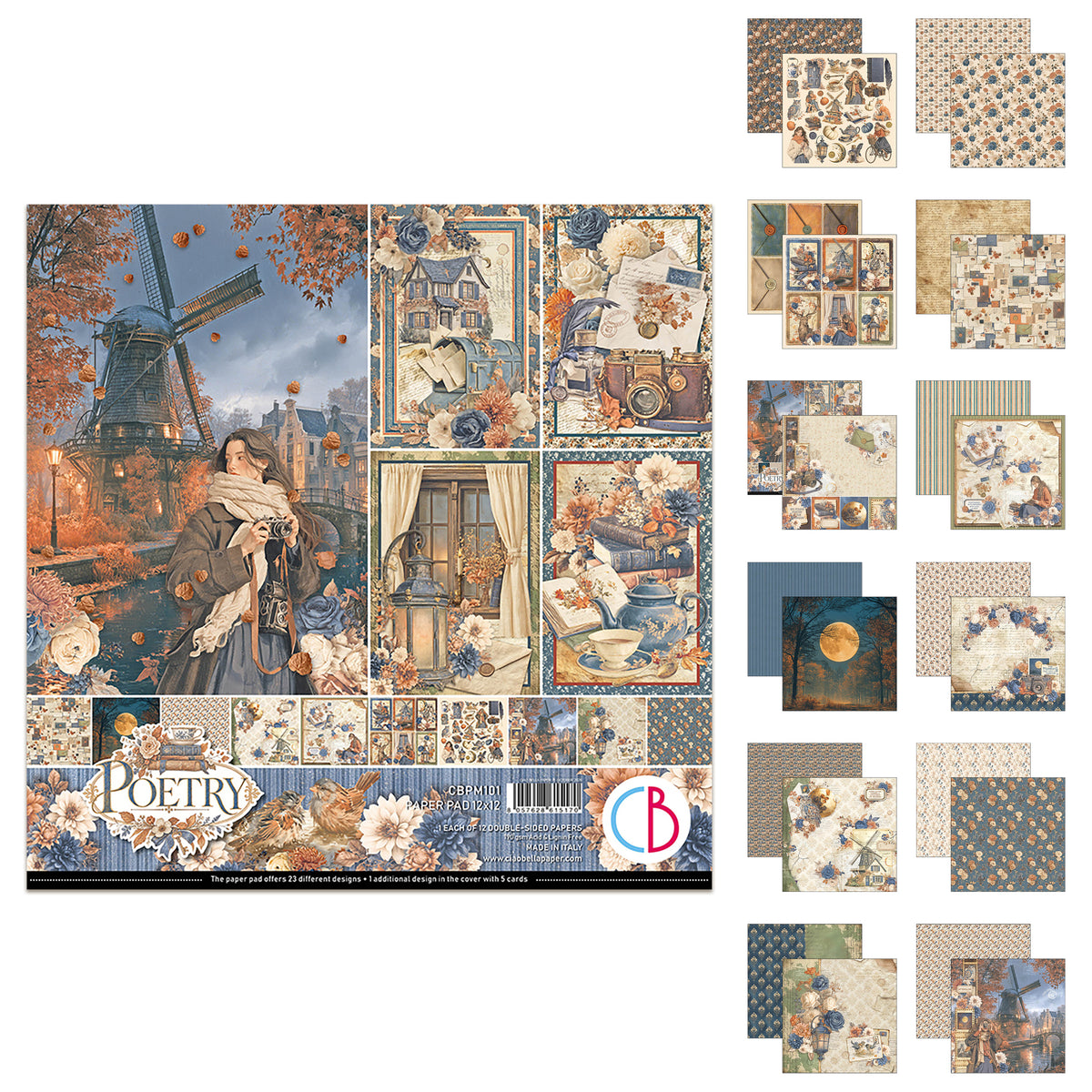 Ciao Bella Poetry 12x12 Inch Paper Pad (12pcs)