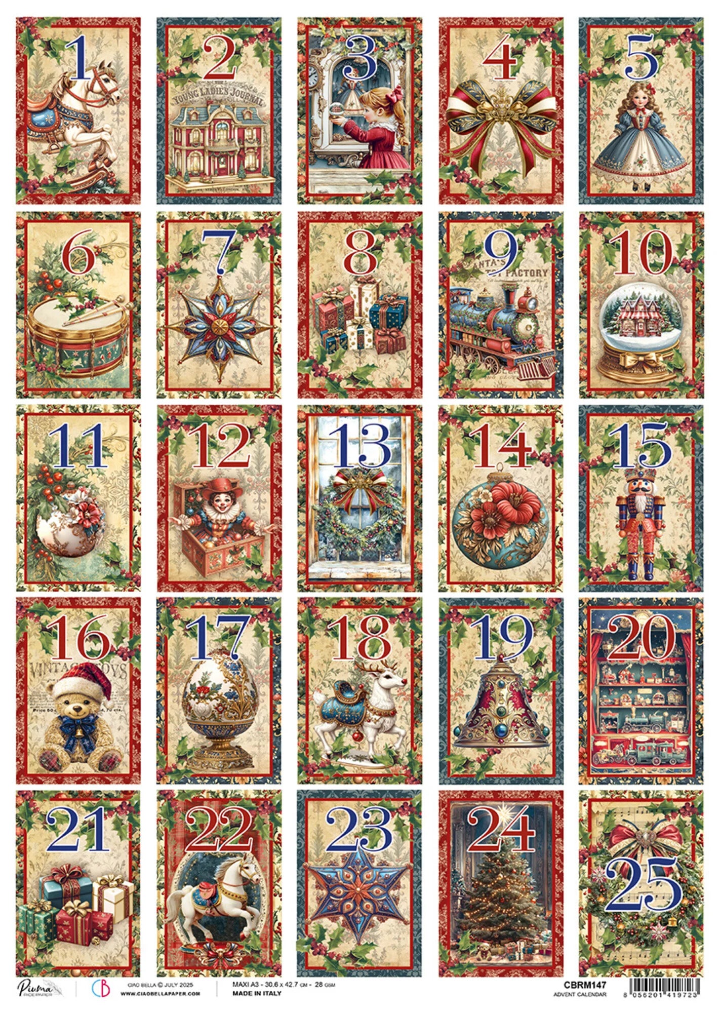 Ciao Bella Toy Shop A3 Rice Paper Advent Calendar (1pc)