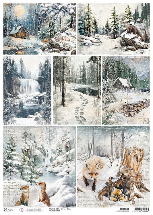 Ciao Bella Forest Tales A3 Rice Paper Winter Landscapes (1pc)