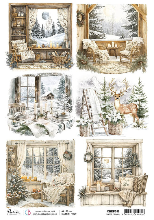 Ciao Bella Winter Season A4 Rice Paper Winter Frames (1pc)