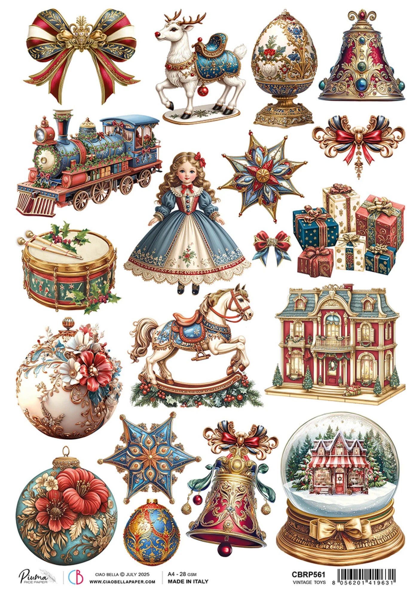 Ciao Bella Toy Shop A4 Rice Paper Vintage Toys (1pc)