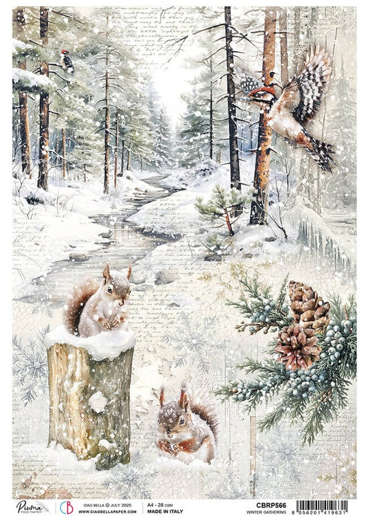 Ciao Bella Forest Tales A4 Rice Paper Winter Gathering (1pc)