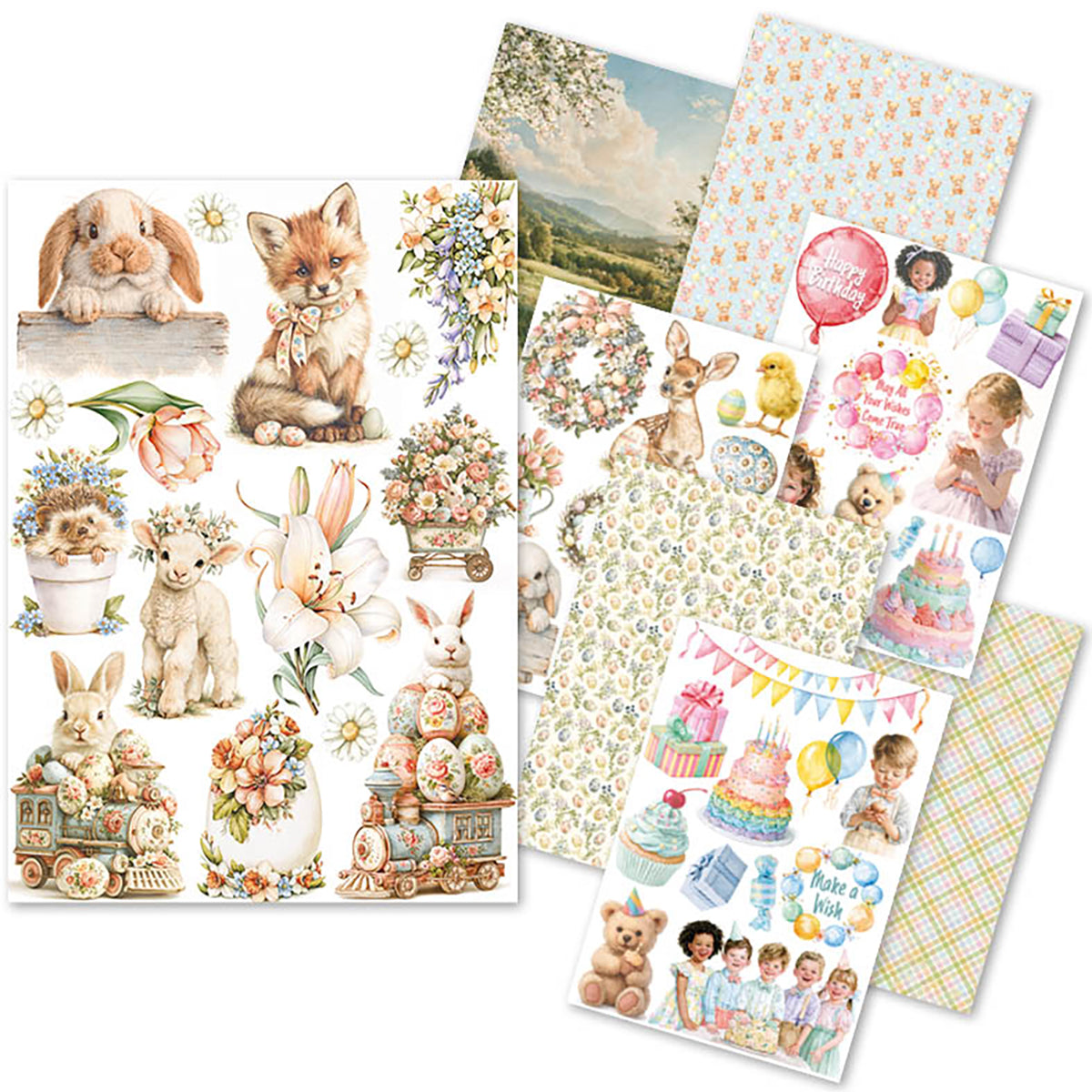 Ciao Bella Easter & Happy Birthday A5 Rice Paper Mixed (8pcs)