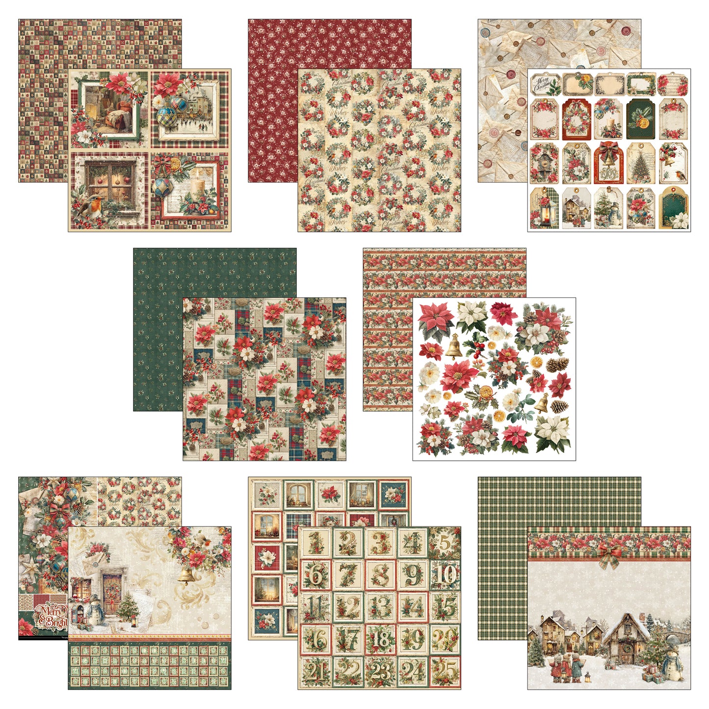 Ciao Bell Merry & Bright 12x12 Inch Patterns Pad (8pcs)