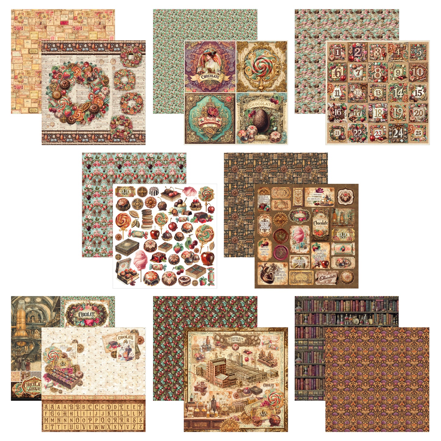 Ciao Bella The Chocolate Factory 12x12 Inch Patterns Pad (8pcs)