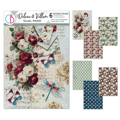 Ciao Bella Bohemian Burgundy A4 Deluxe Paper Silver & Vellum Dual Pack Mixed (6pcs)