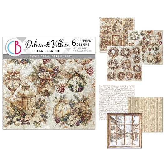 Ciao Bella Winter Season 6x6 Inch Deluxe Paper Pearl Copper & Vellum Dual Pack Mixed (6pcs)