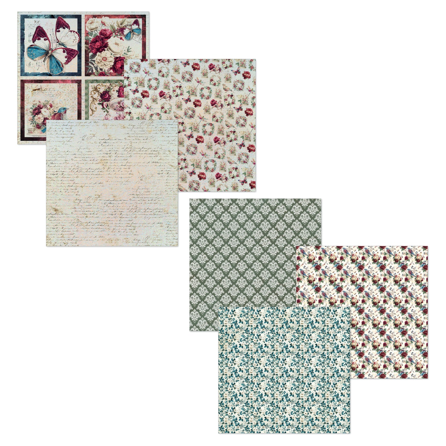 Ciao Bella Bohemian Burgundy 6x6 Inch Deluxe Paper Silver & Vellum Dual Pack Mixed (6pcs)