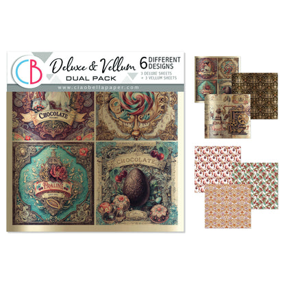 Ciao Bell The Chocolate Factory 6x6 Inch Deluxe Paper Silver & Vellum Dual Pack Mixed (6pcs)