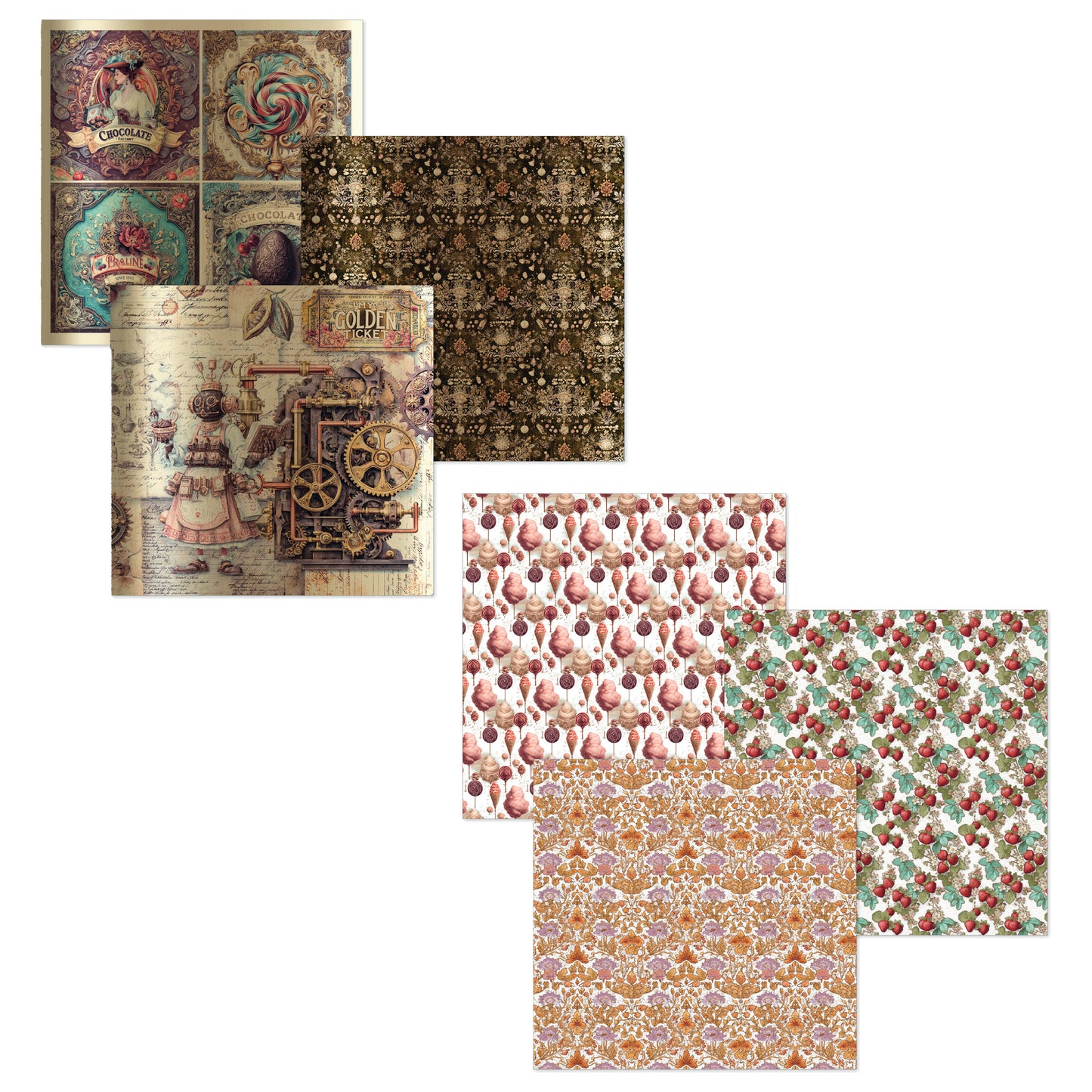 Ciao Bell The Chocolate Factory 6x6 Inch Deluxe Paper Silver & Vellum Dual Pack Mixed (6pcs)