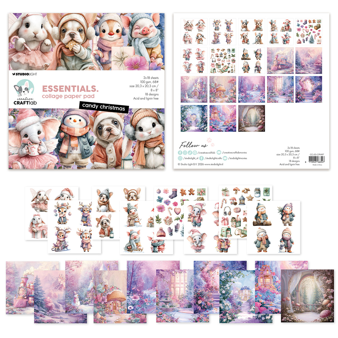 Studio Light CCL Collage Paper Pad Candy Christmas Essentials