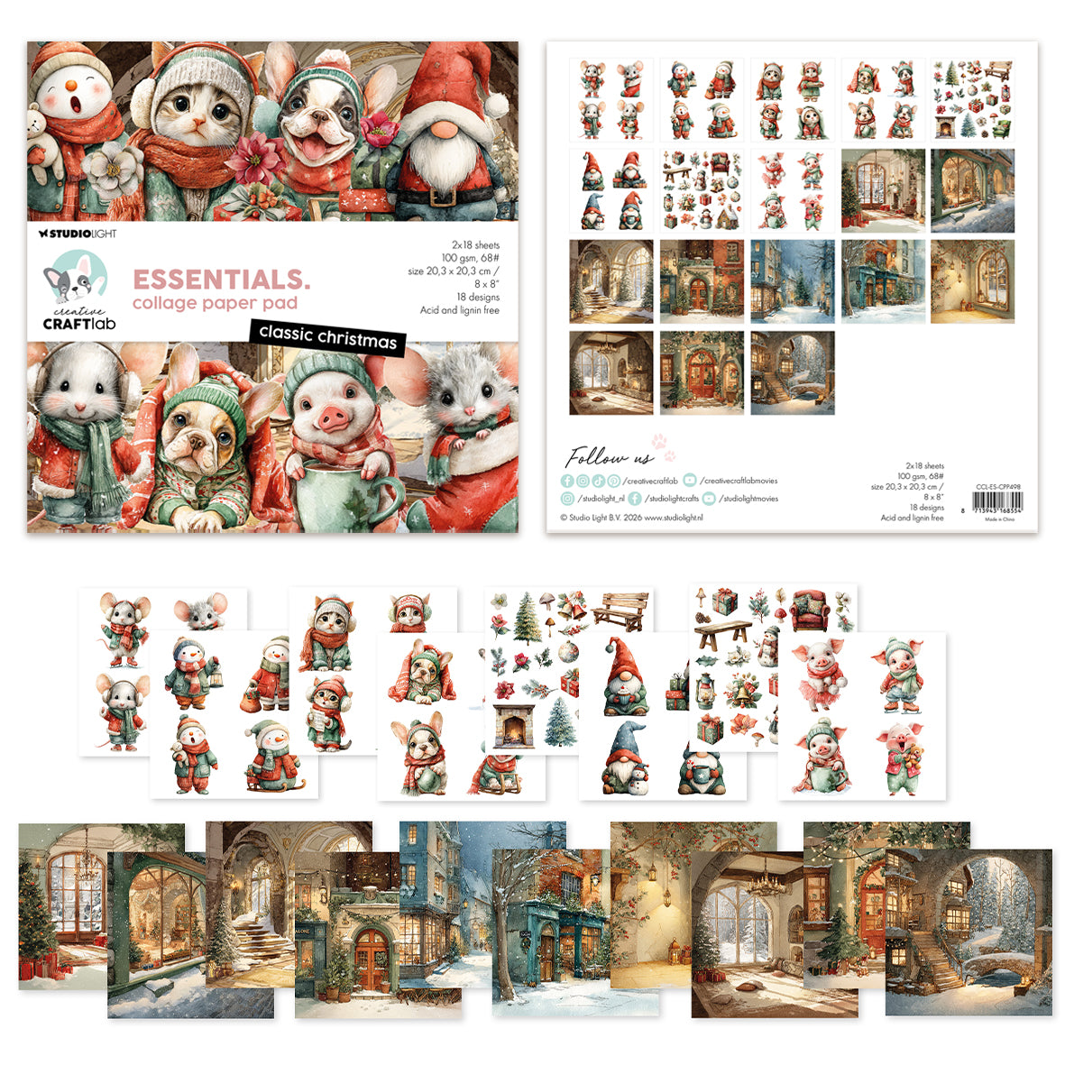 Studio Light CCL Collage Paper Pad Classic Christmas Essentials