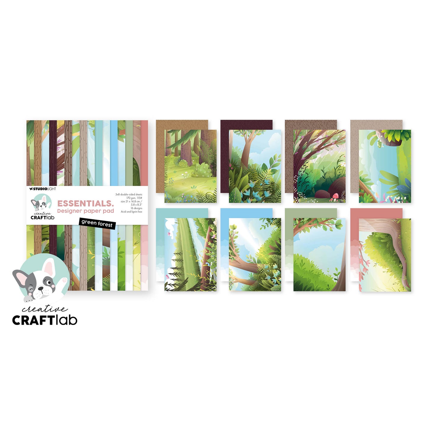 Creative Craftlab Essentials Designer Paper Pad Green Forest